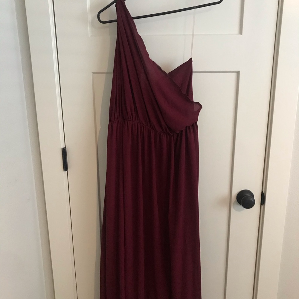 One shoulder draped maxi!